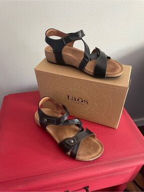 Taos Leather Comfort Sandals EU 40 (9-9.5) Black Excellent Condition